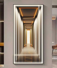 Black Frame Modern 3D Effect Crystall Procelein Painting With Lighting